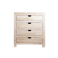 KOMMODE Akazie 85x42x95 white stone getüncht NATURE WHITE #85 - Beige, Holz (85/95/42cm) - Massivmoebel24