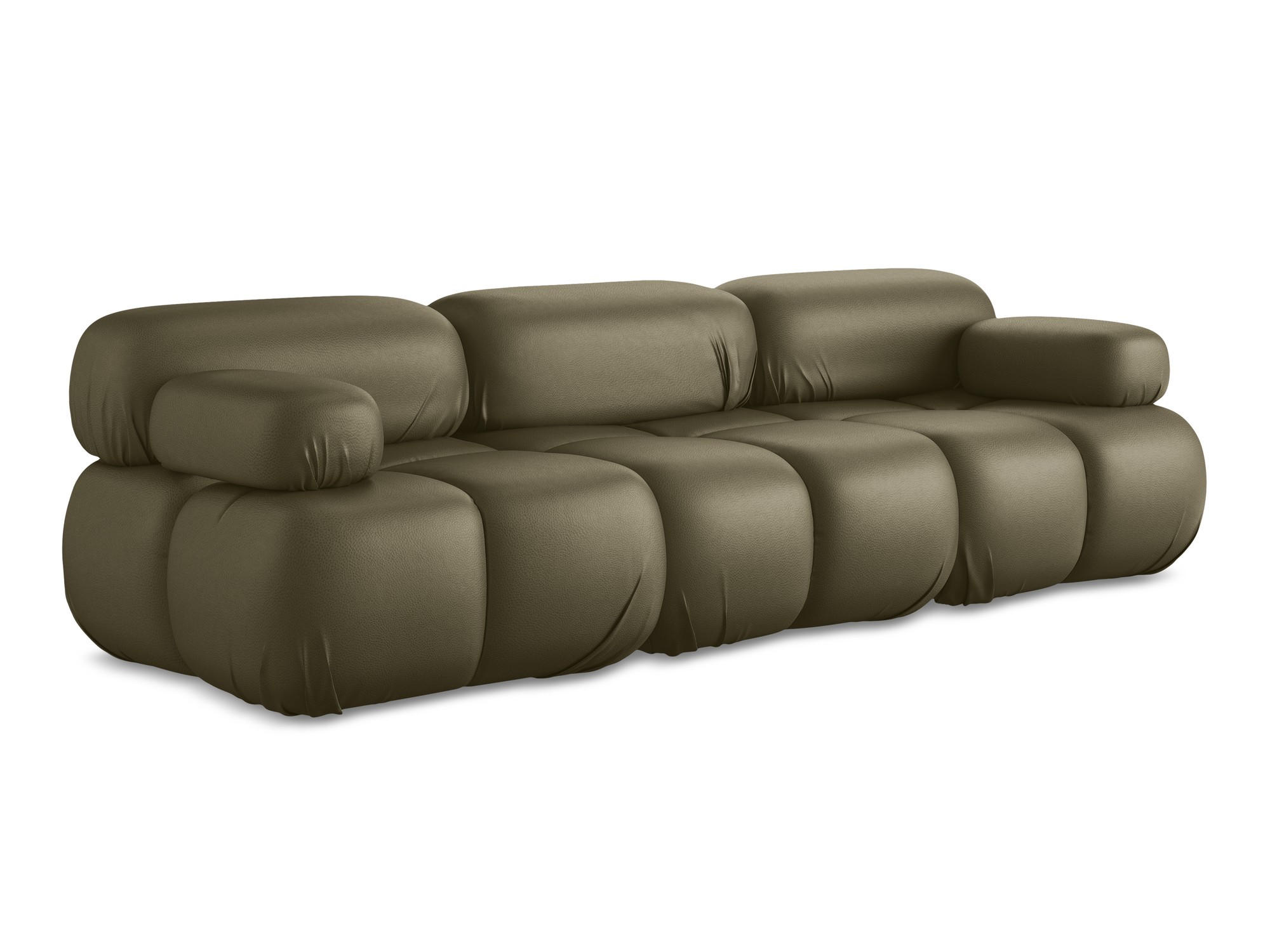 3-SITZER SOFA Kunstleder Grün - Schwarz/Olivgrün, Leder/Kunststoff (285/70/96cm) - Makamii