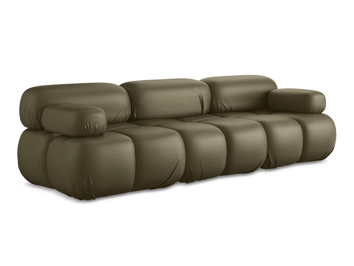 3-SITZER SOFA Kunstleder Grün - Schwarz/Olivgrün, Leder/Kunststoff (285/70/96cm) - Makamii