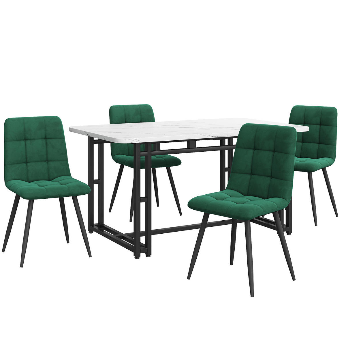 ESSZIMMER-SET mit 4 Stühlen 140 cm Grün - Grün, Metall (80/74/140cm) - Meubliv