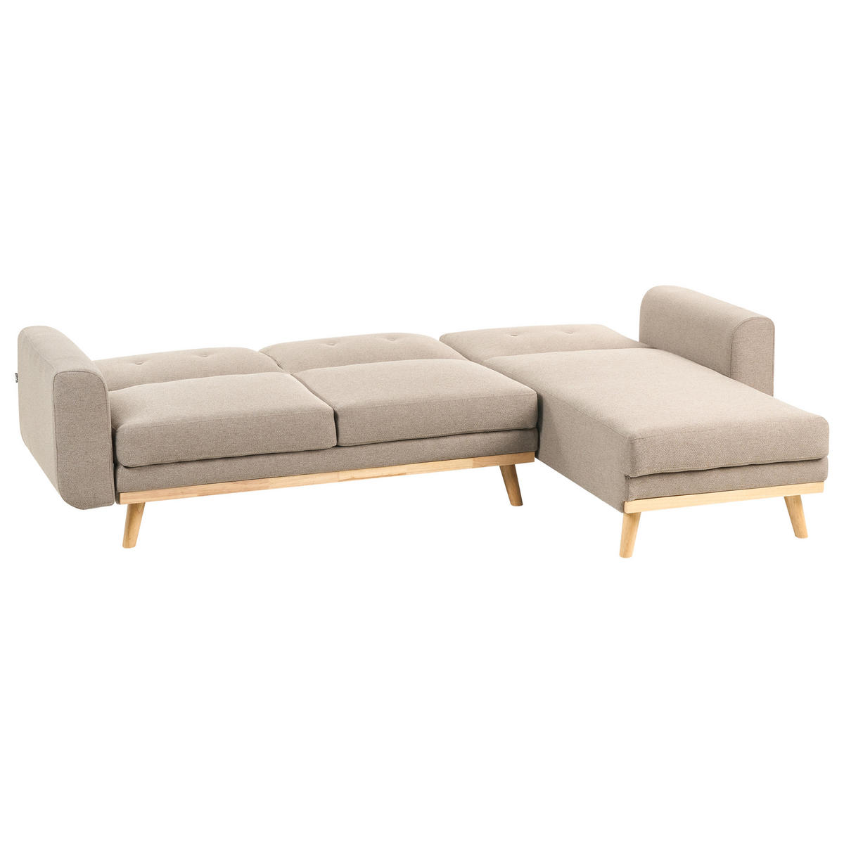 ECKSCHLAFSOFA 3-Sitzer Stoff Hellbraun linksseitig Kaarina - Hellbraun, Textil (260/152cm) - Beliani