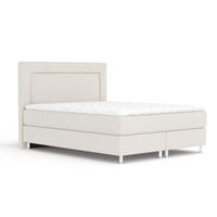 BOXSPRINGBETT Laguno Hellbeige 140/200 cm mit Latex-Topper - Beige/Silberfarben, Holz/Holzwerkstoff (140/200cm) - Maison de Reve