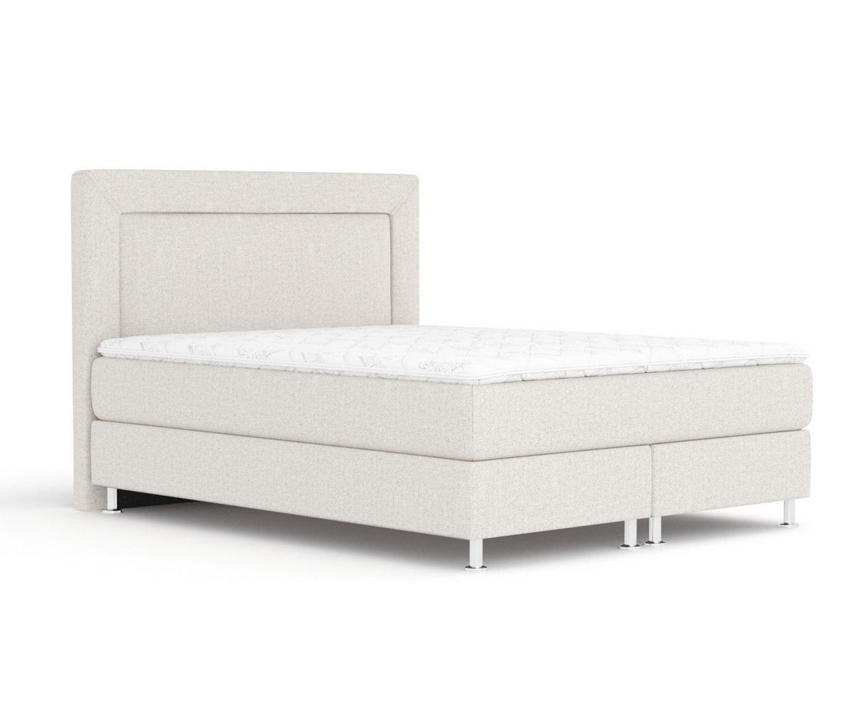 BOXSPRINGBETT Laguno Hellbeige 140/200 cm mit Latex-Topper - Beige/Silberfarben, Holz/Holzwerkstoff (140/200cm) - Maison de Reve