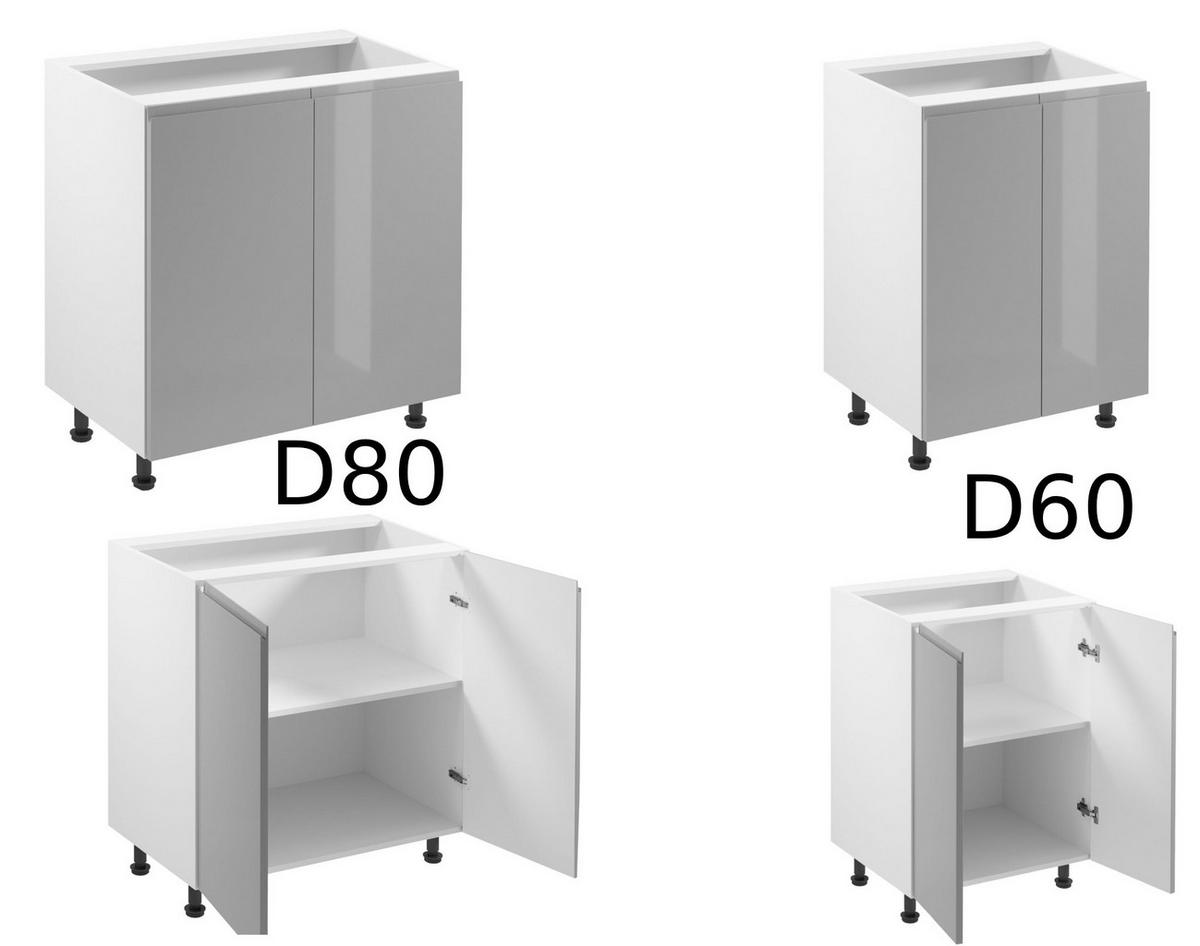 KÜCHENZEILE 500 cm – Aspen KA2-M500 - in Grau/Hochglanz - Grau, Holz (500/212/58cm)