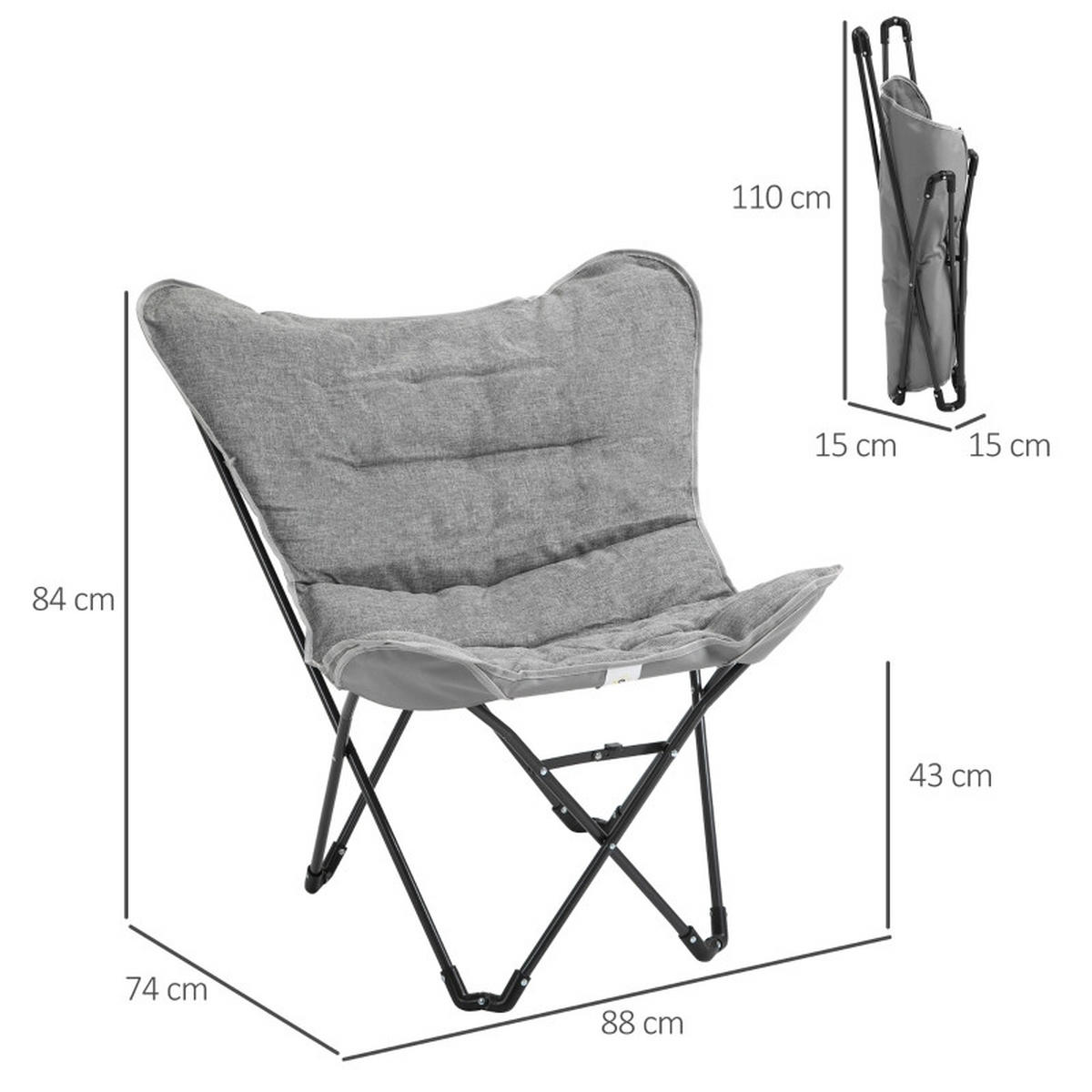 CAMPINGSTUHL faltbar 120 kg Armlehne - Hellgrau, Metall (88/84/74cm) - LEBENLANG