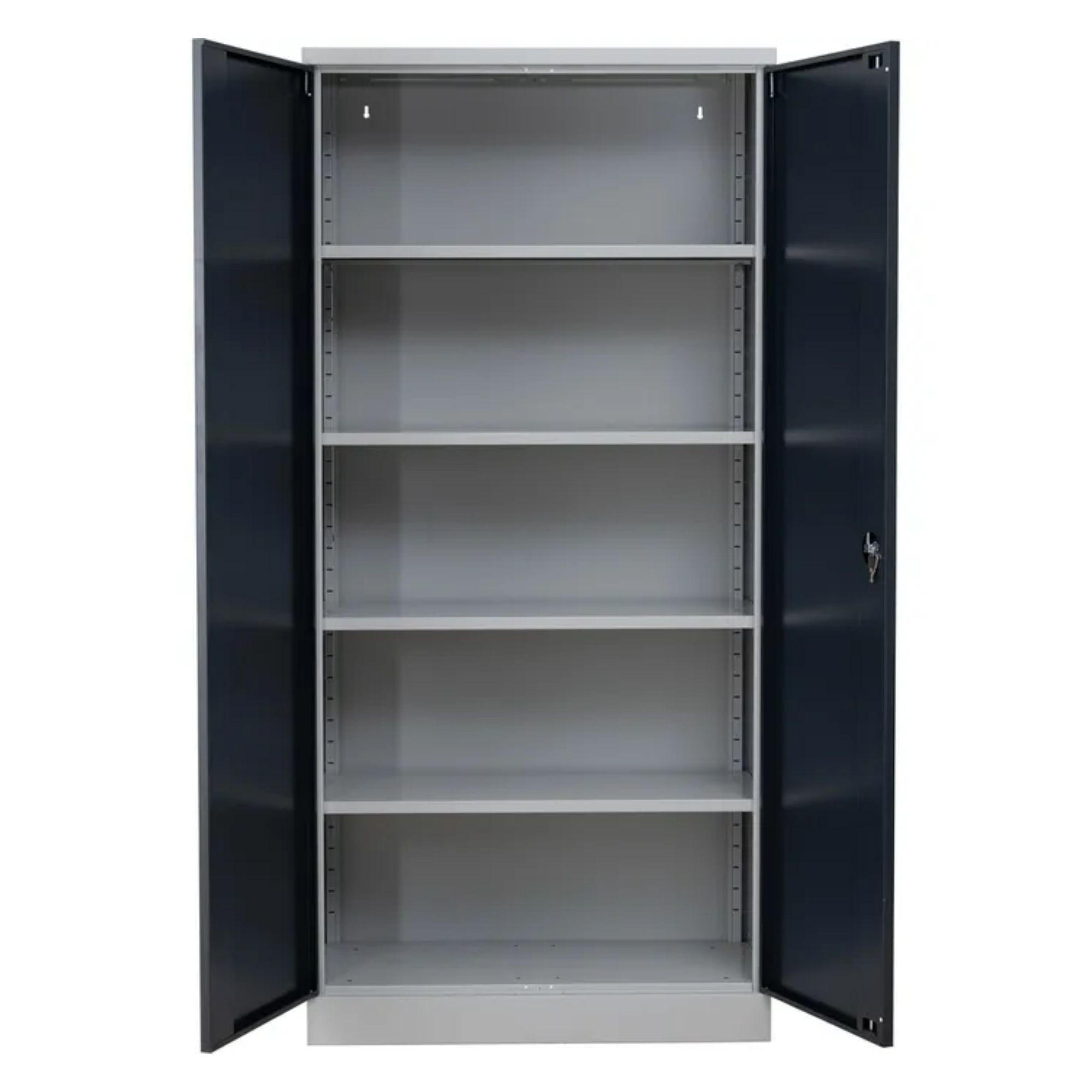 STAHLSCHRANK Bee mit 4 verzinkten Fachböden 195x92x42 cm Korpusfarbe Lichtgrau Frontfarbe Anthrazit - Anthrazit, Metall (92/195/42cm)