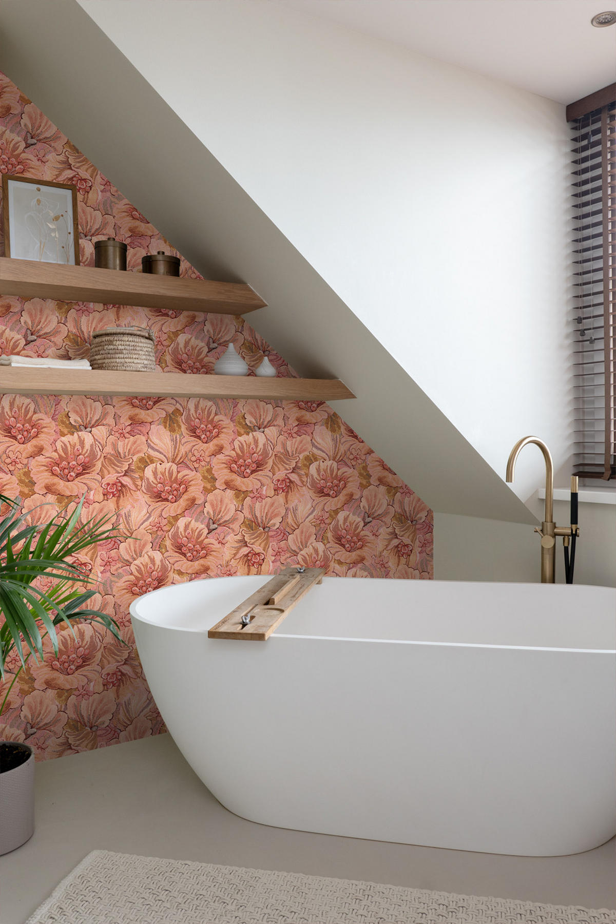 TAPETE gesticktes Blumenmuster 50 x 900 cm - Pink, Papier (50/900cm) - ESTAhome