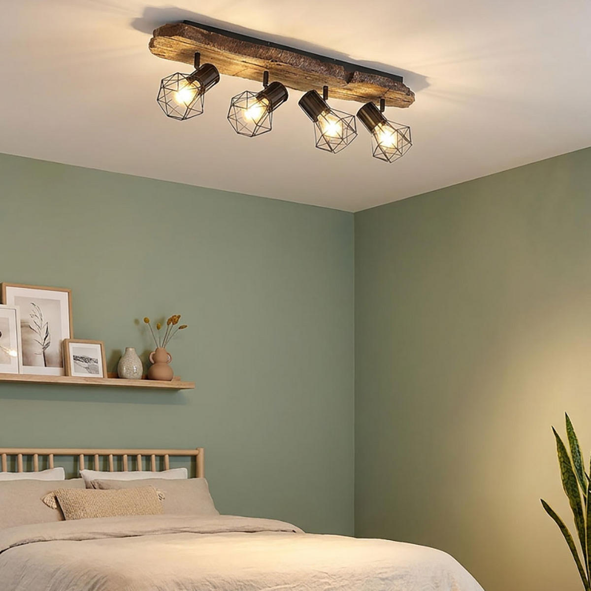 LED DECKENLEUCHTE Metall Holzoptik Braun - Braun, Metall (78/15/24cm) - Globo Lighting