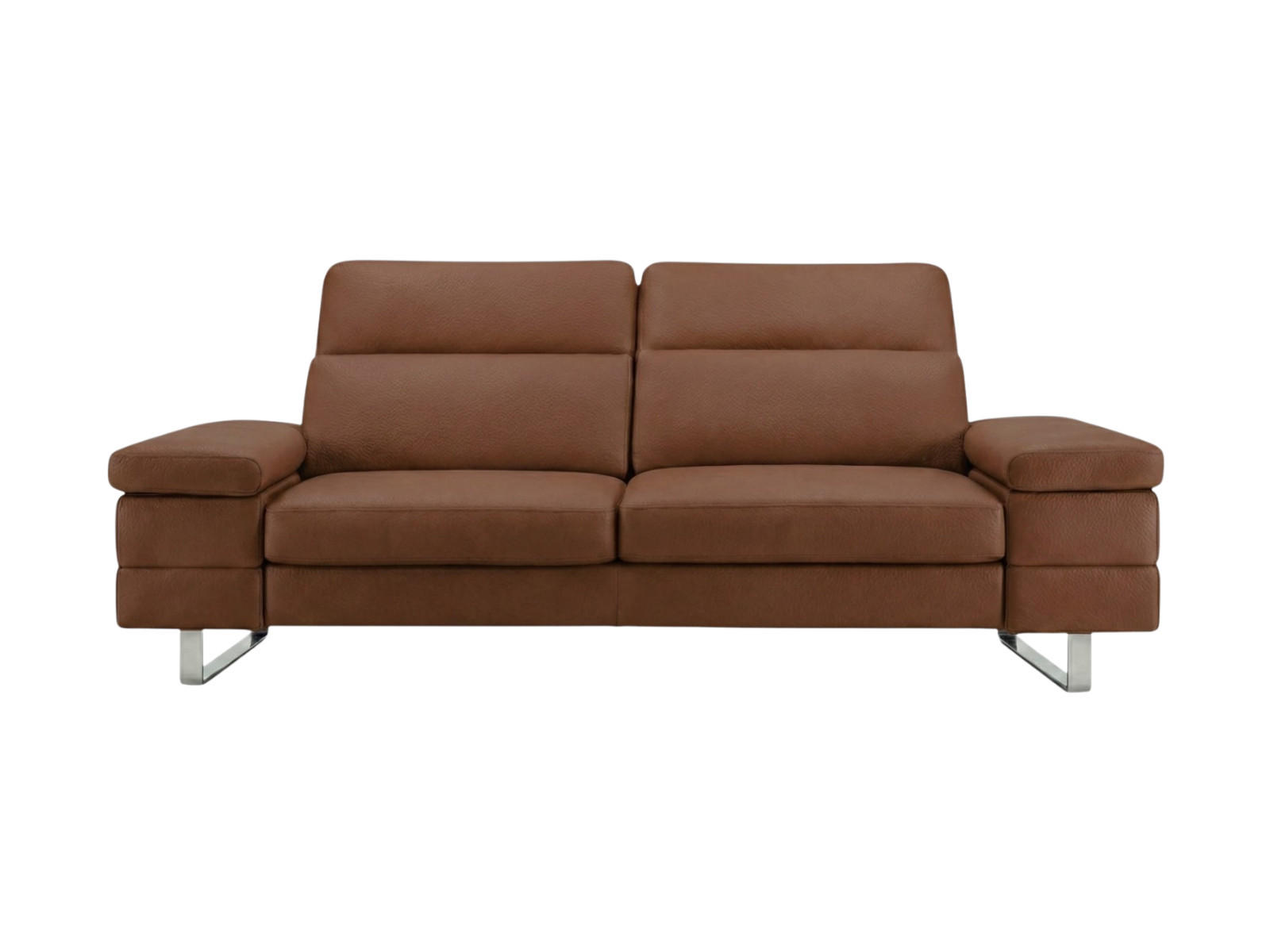 3-SITZER Sofa Virage Echtleder Cognacbraun - Cognac, Leder/Metall (212/75/109cm)