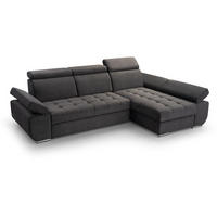 ECKSCHLAFSOFA Bianca dunkelgrau rechts - Chromfarben/Dunkelgrau, Textil (264/165cm) - Beautysofa
