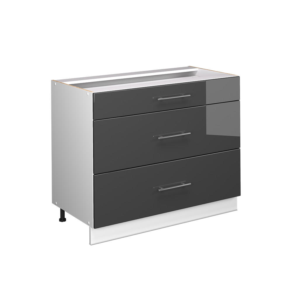KÖKSUNDERSKÅP Fame-Line, Antracit högblank/Vit, 100 cm utan bänkskiva Svart högglans, Vit 82/100/51.6 cm