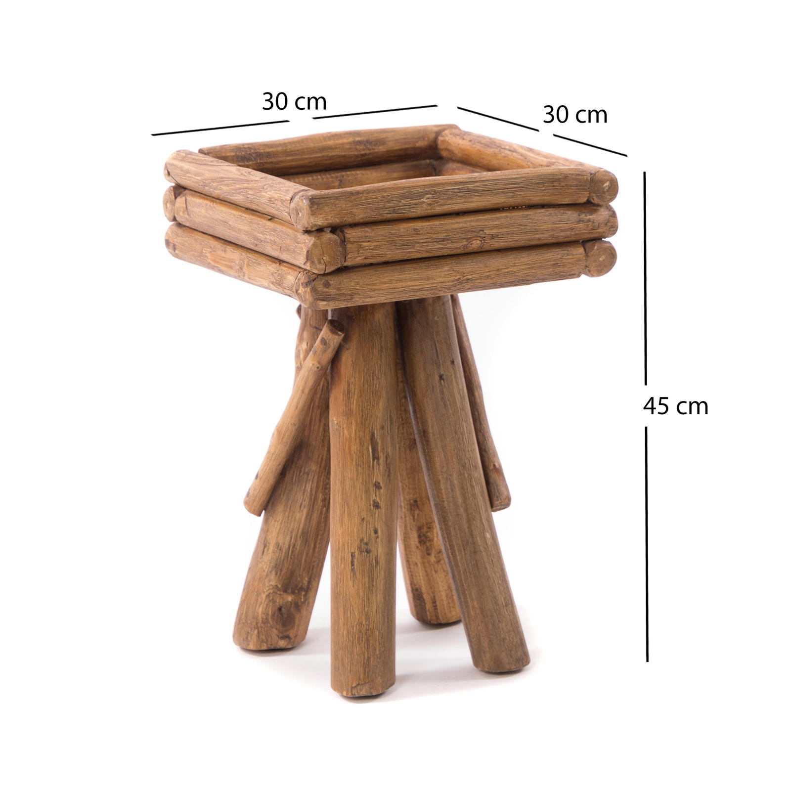 BLUMENTISCH Twist Teakholz - Naturfarben, Holz (30/30/45cm) - DESIGN DELIGHTS