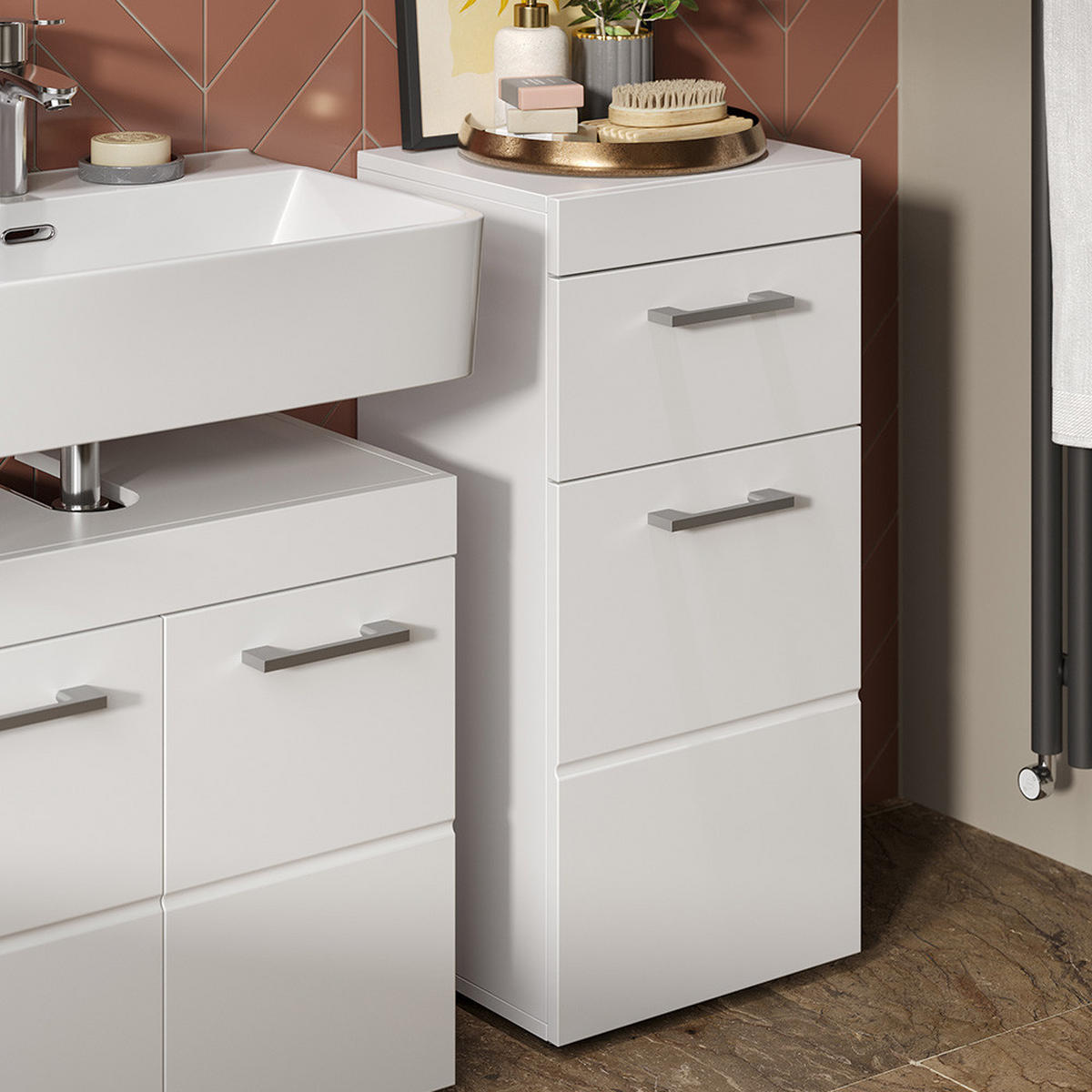 MIDI SKRINKA Luna biely 37 x 79 cm - biela, kompozitné drevo (37/79/32.6cm) - Vicco