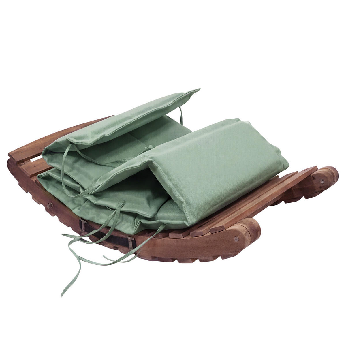 GARTENLIEGE - Akazie massiv / Webstoff - Salbeigrün, Holz/Textil (54/55/168cm) - home24