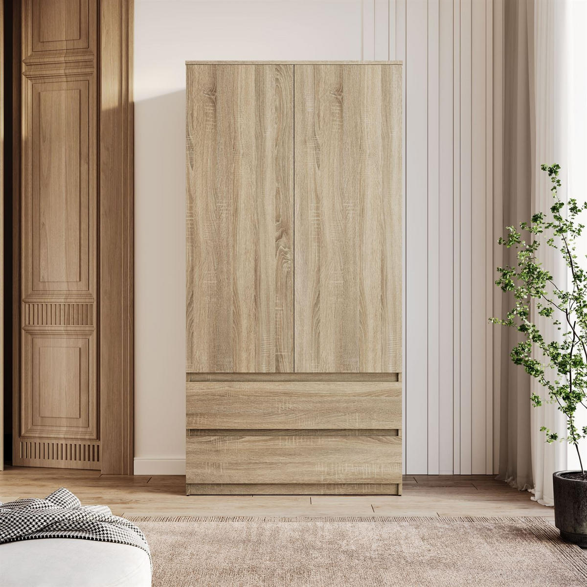 SCHRANK HANA SS-90 Sonoma Eiche - Sonoma Eiche, Holzwerkstoff (90/180/50cm) - Lookway