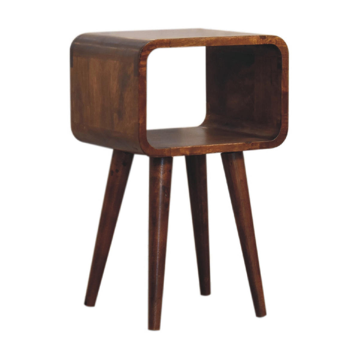 NACHTTISCH mit geschwungenem Design - Messingfarben/Braun, Holz/Metall (30/50/25cm) - Artisan Furniture