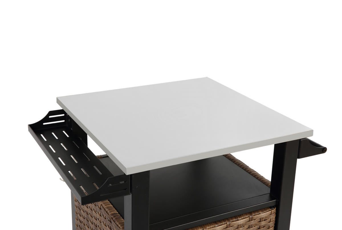 KÜCHENINSEL 76/85/57 cm Braun aus Stahl mit Rollen - Braun, Metall (76/85/57cm) - OKMYHOME