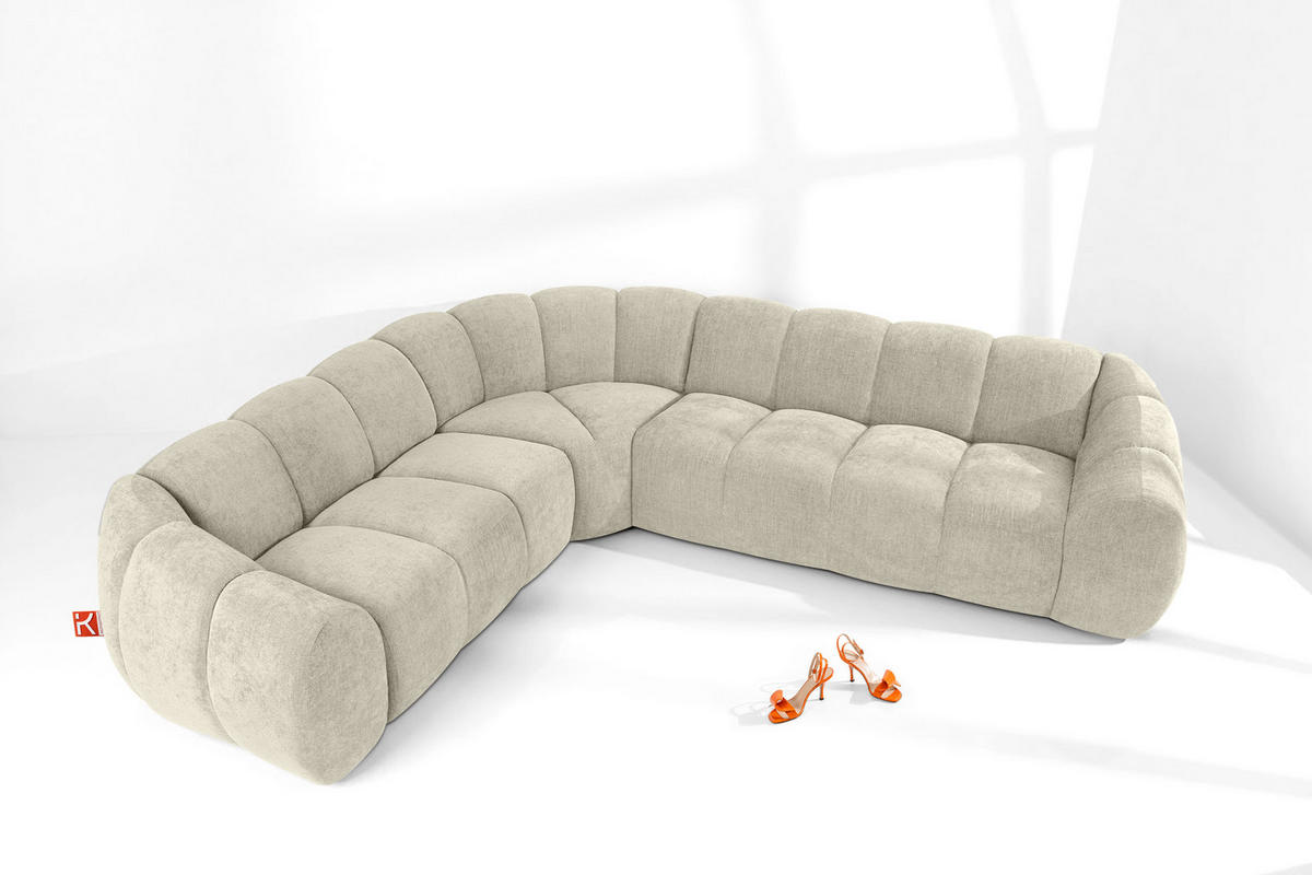 ECKSOFA LINKS FLAVA, Ecru - Ecru, Holz/Holzwerkstoff (310/270cm) - KONSIMO®