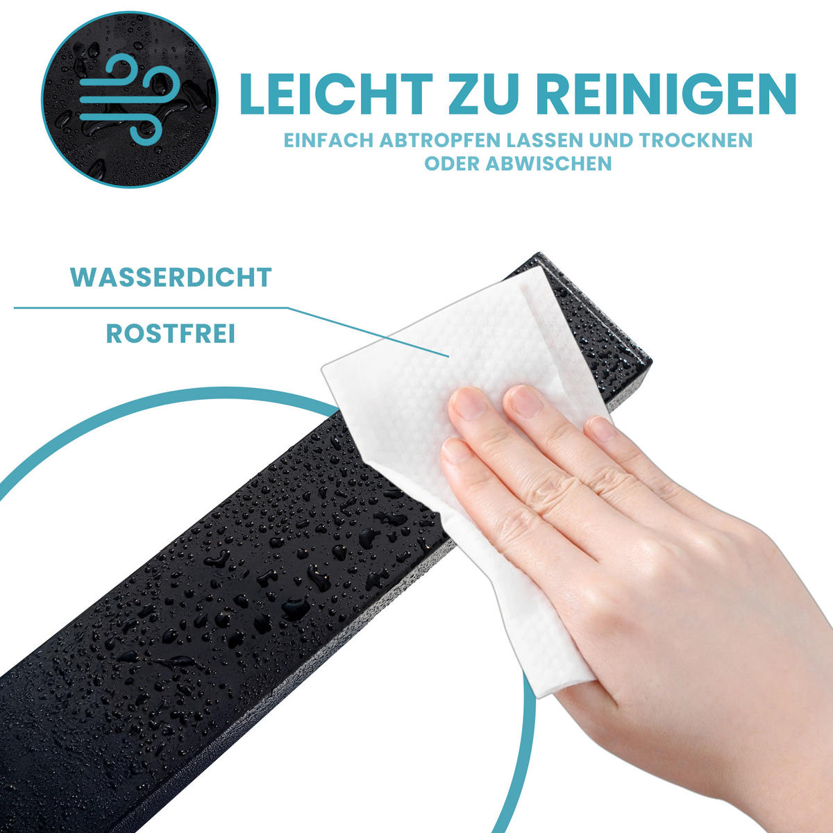 MESSERLEISTE 40cm breit inkl. 3 Haken Schwarz - Schwarz, Metall (40/4/1.5cm) - CHEFGASTRO