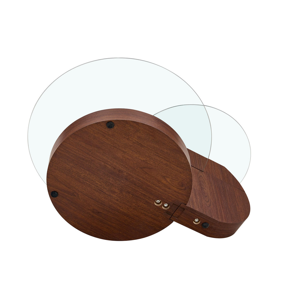 COUCHTISCH 2 Ebenen Walnussoptik/Transparent Sicherheitsglas MDF - Transparent/Walnussfarben, Glas/Holzwerkstoff (90/70/44cm)