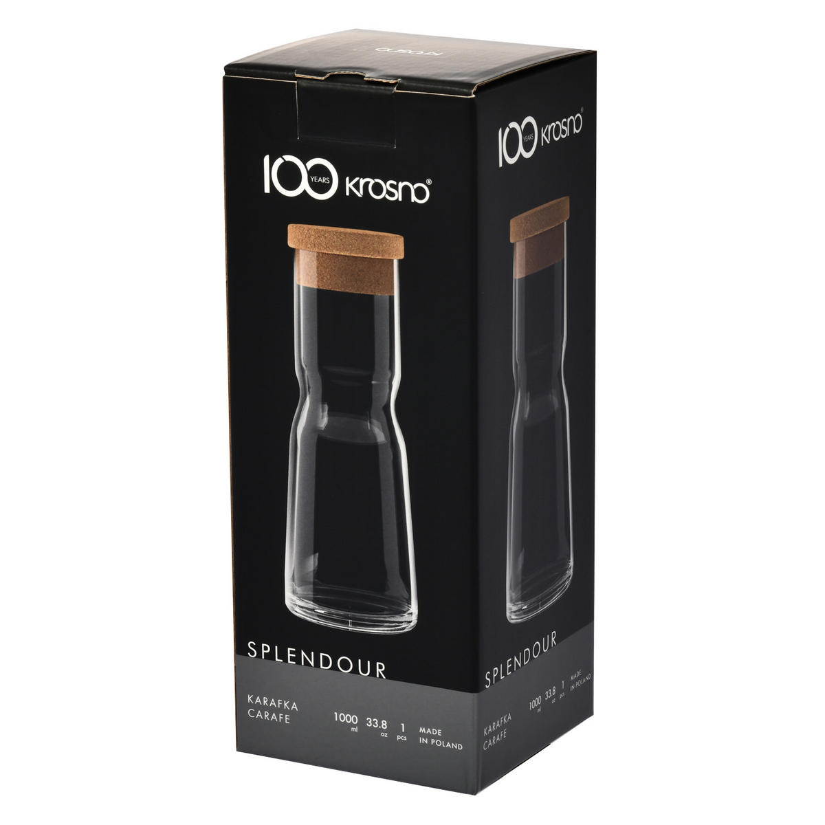KARAFFE MIT KORK DECKEL, 1 Stk., 1000 ml - Transparent, Glas (1L) - Krosno Glass
