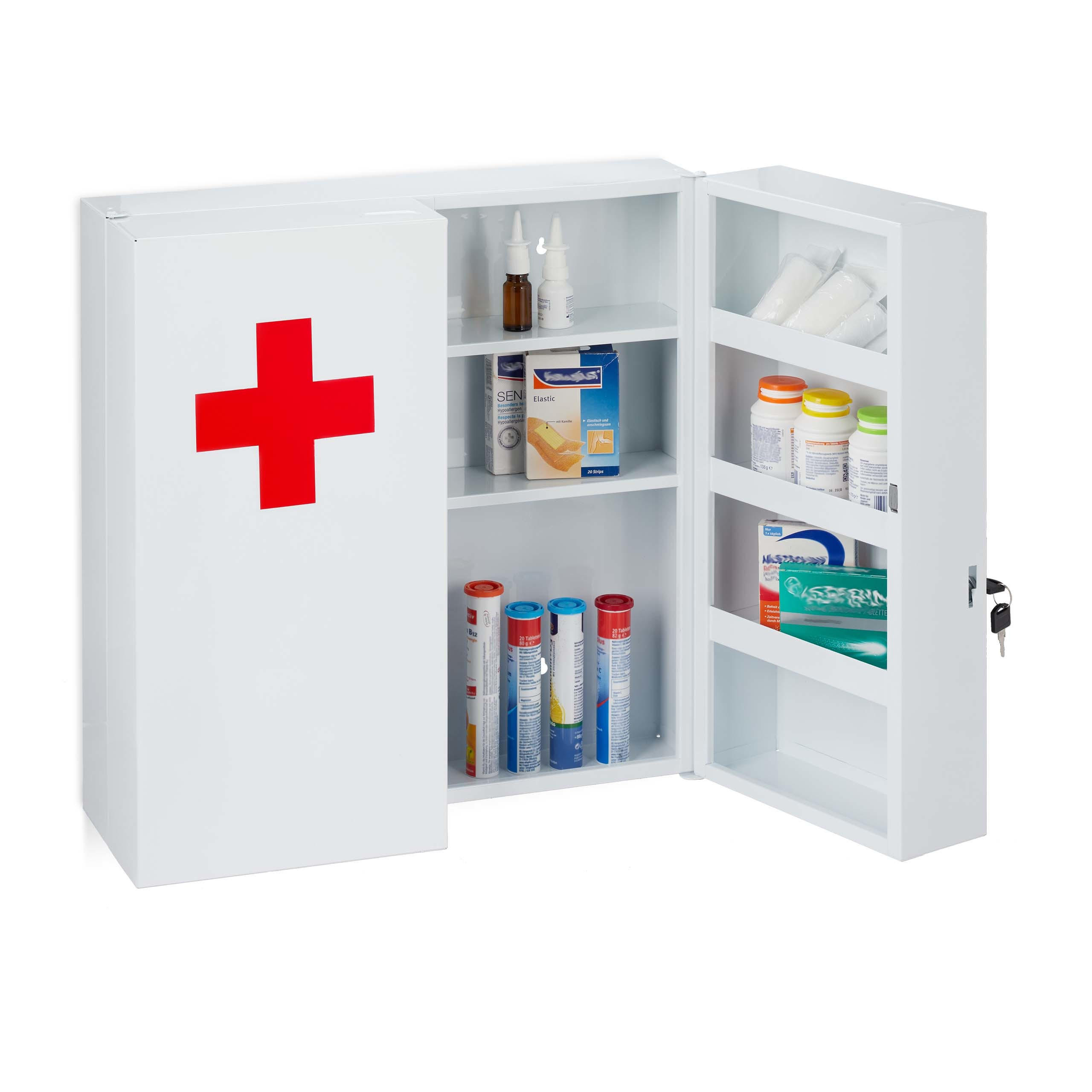MEDICINSK&Aring;P Vit R&ouml;d l&aring;sbar 2 d&ouml;rrar 53.5/53/19 cm