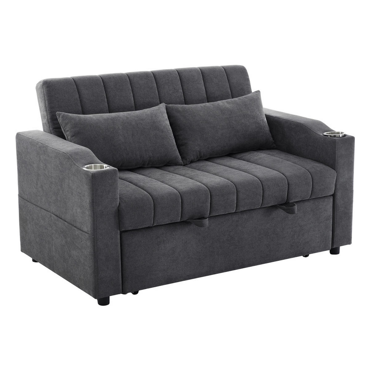 SOFA Multifunktions Modernes Schlafsofa mit verstellbarer Rückenlehne - Grau, Holz (113/84/61cm) - FLIEKS