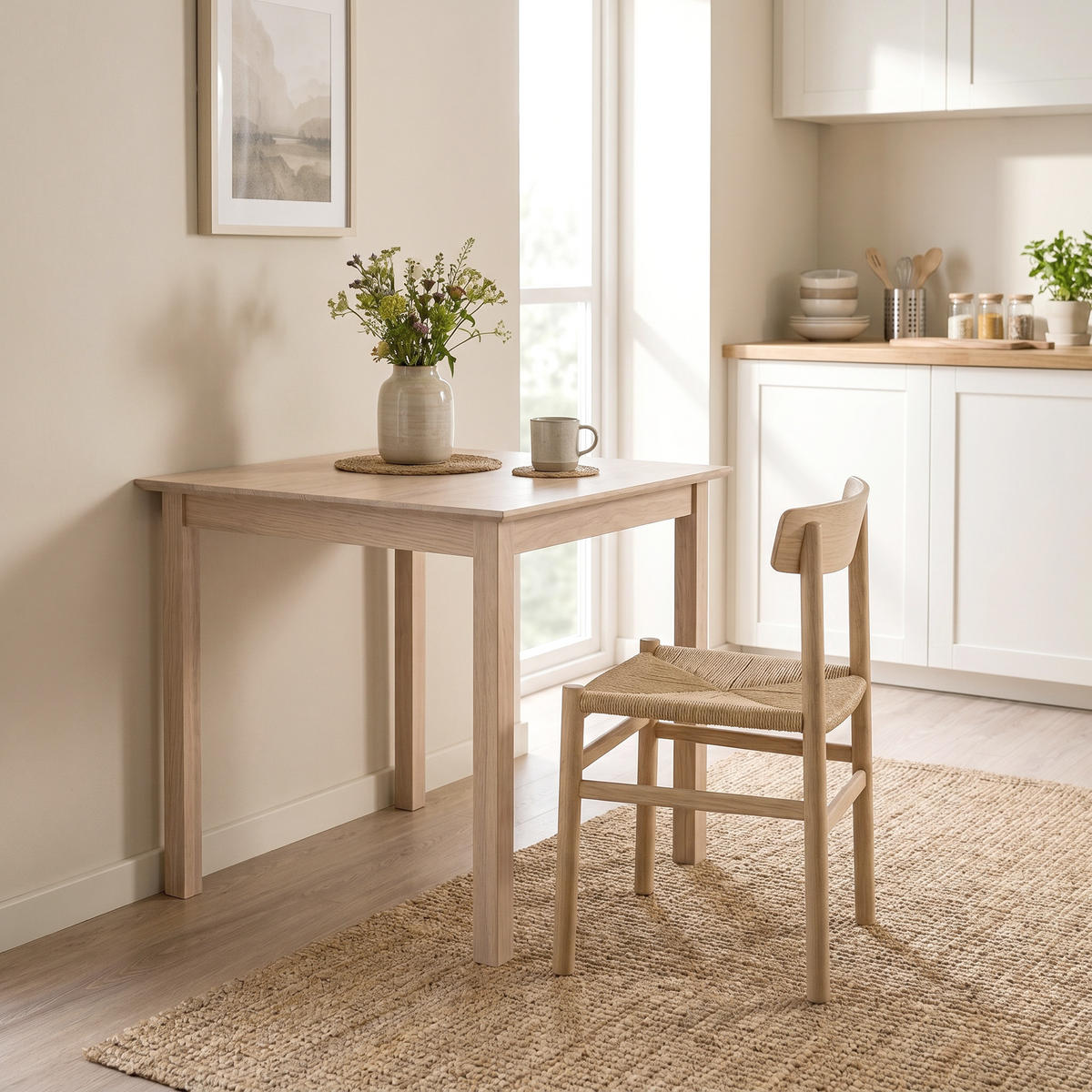 MATBORD i naturligt furu - Naturfärgad, Trä (75/75/76cm) - HOMCOM