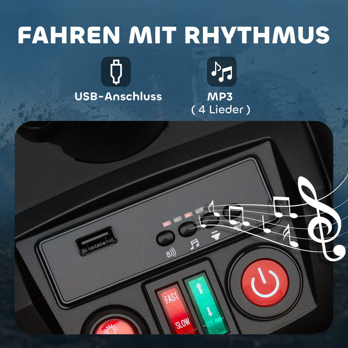 KINDER-ELEKTROQUAD 24V mit Vorwärts-, Rückwärtsfunktion, 2 Sitzer, Schwarz - Schwarz, Kunststoff (109/68.5/76cm) - AIYAPLAY