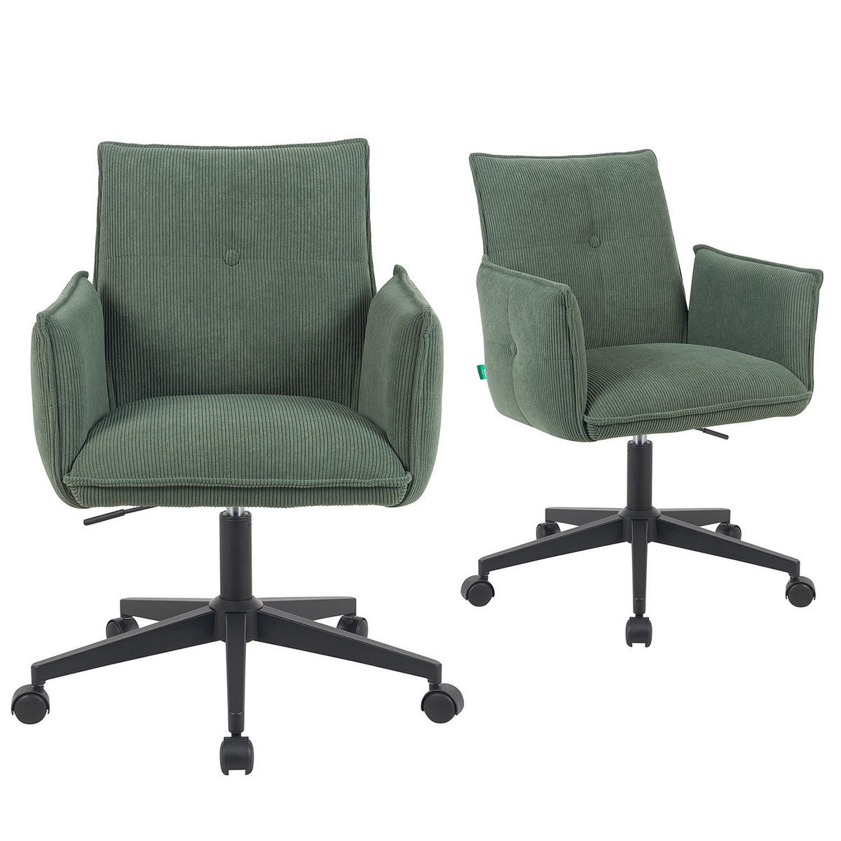 BÜROSTUHL Mika-Malu - Schwarz/Grün, Textil/Metall (60/85/63cm) - DUBI Möbel