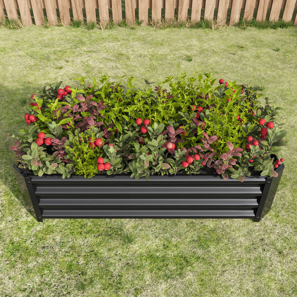 HOCHBEET Metall robust offen anthrazit - Schwarz, Metall (120/30/60cm) - Fortuna Lai