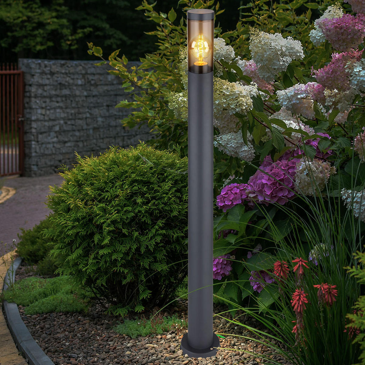 LED STEHLEUCHTE Boston Anthrazit Edelstahl - Anthrazit, Metall (12.7/12.7/110cm) - Globo Lighting
