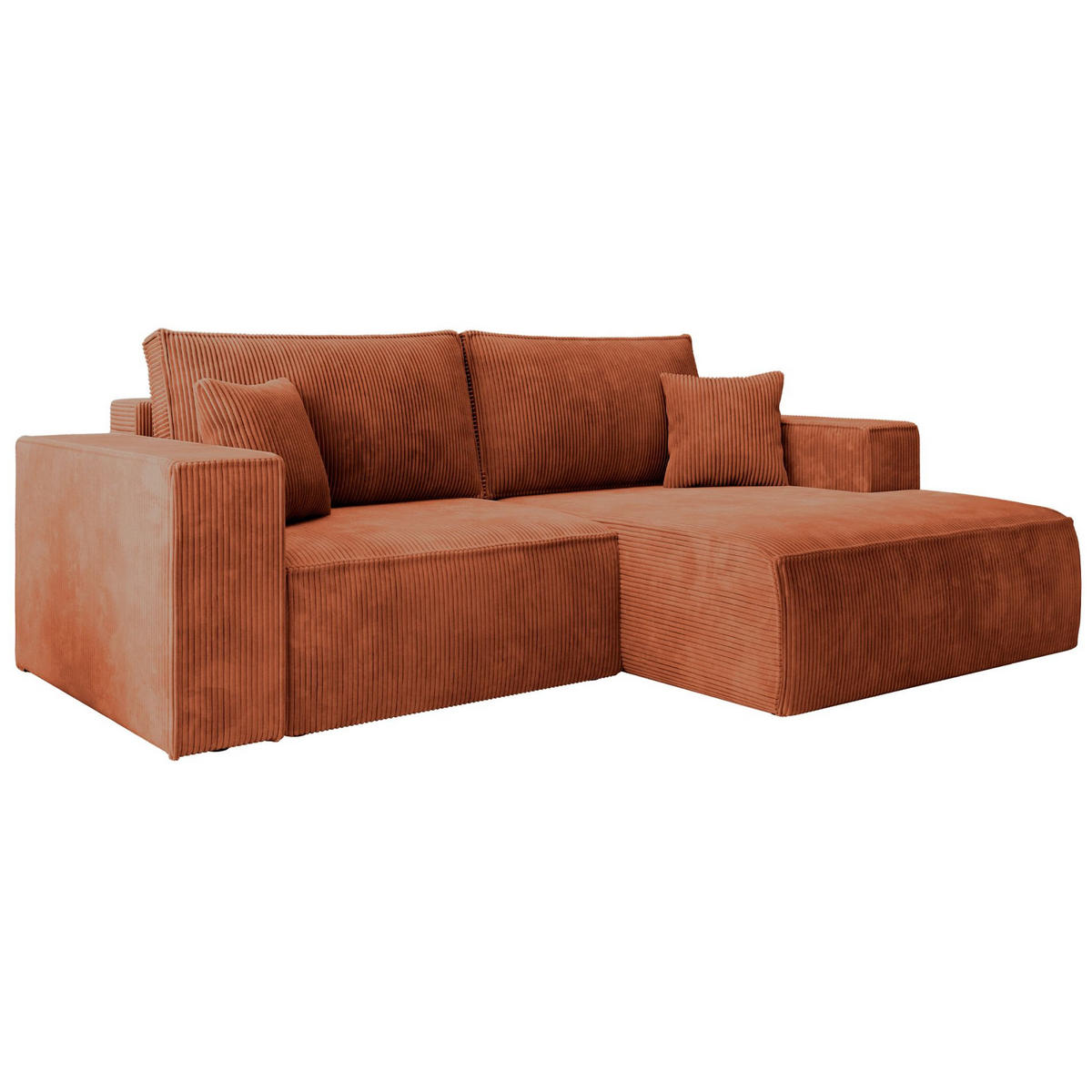 ECKSOFA Farese Mini mit Cordbezug Rostrot, rechts - Schwarz/Kupferfarben, Textil (167/240cm) - Selsey