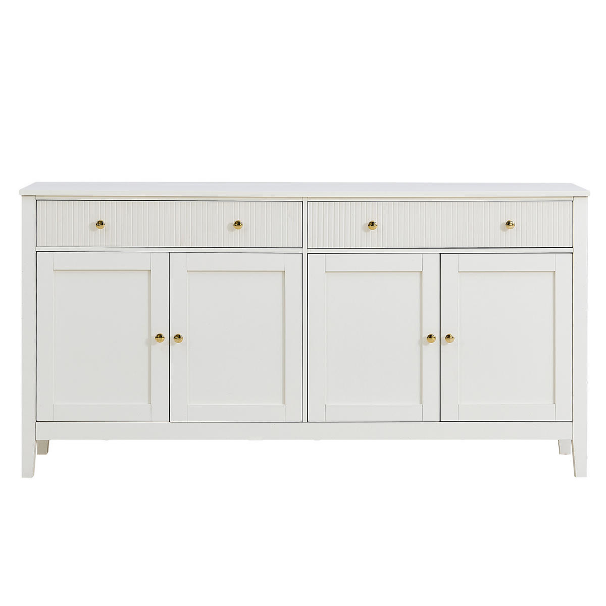 SIDEBOARD 160/40/82 cm weiß aus MDF mit 2 Schubladen und 4 Türen - Weiß, Holzwerkstoff (40/82/160cm) - OKWISH