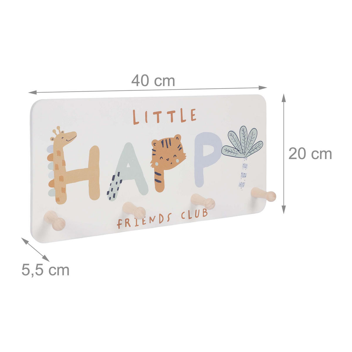 CUIER multicolor 4-cârlige 20x40 cm - galben curry/multicolor, compozit lemnos/lemn (40/20/5.5cm) - Relaxdays