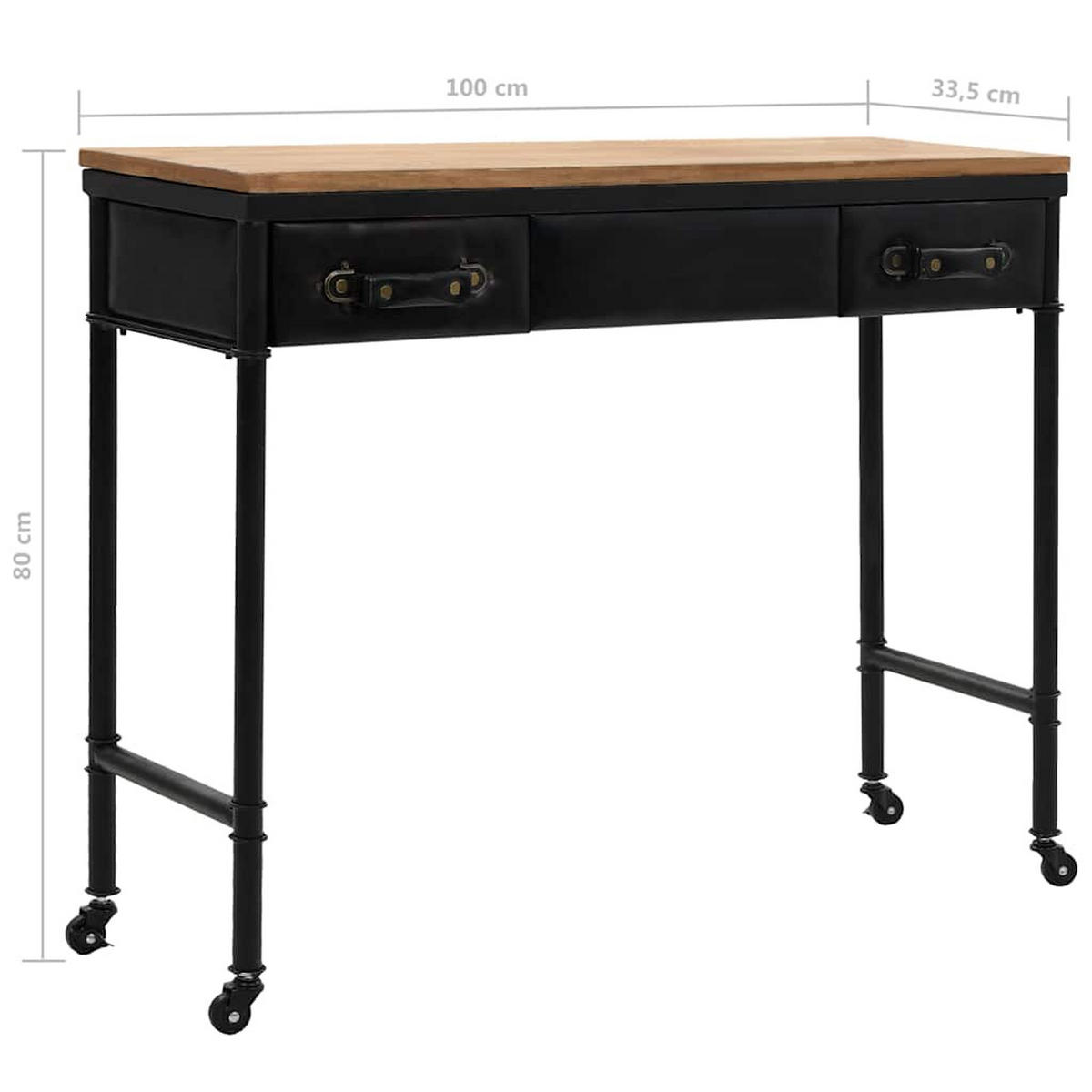 KONSOLENTISCH Mdf Und Tannenholz 100/33,5/80 Cm - Multicolor/Schwarz, Holzwerkstoff/Metall (100/33.5/80cm) - vidaXL