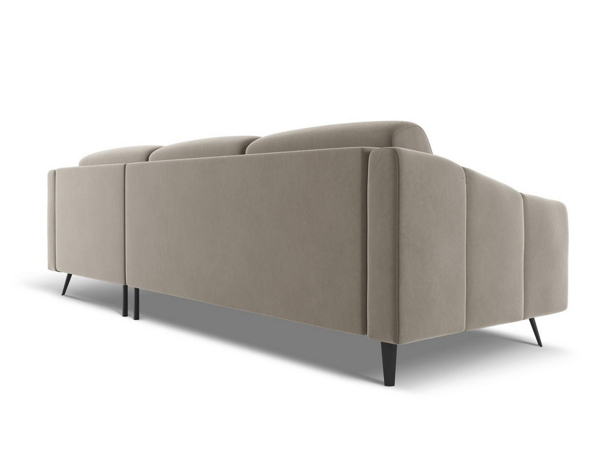 ECKSOFA Rechts Samt Stoff Grau - Taupe/Schwarz, Textil/Metall (264/160cm) - Makamii