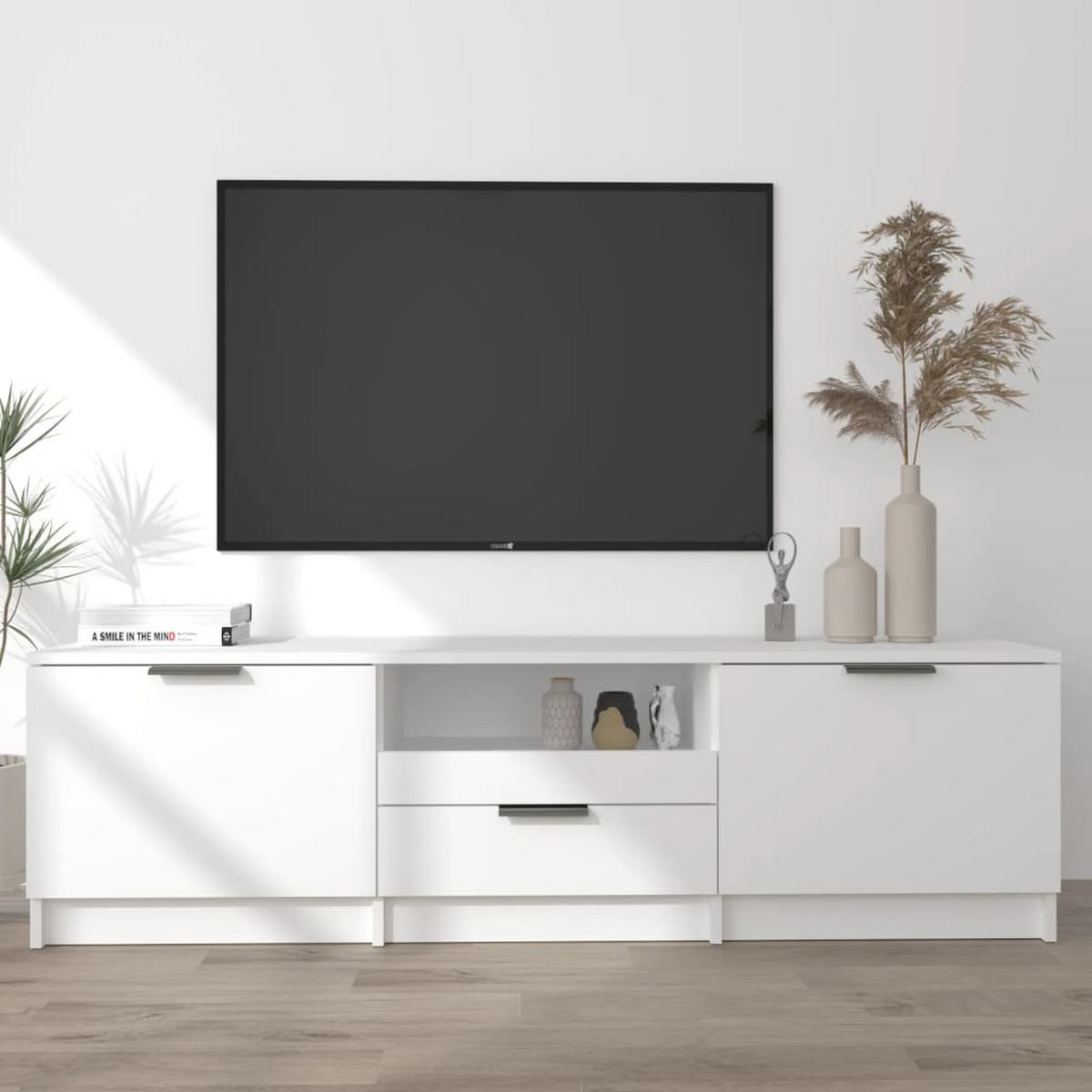 TV-SCHRANK Weiß 140x35x40 cm Holzwerkstoff - Weiß, Holzwerkstoff (140/40/35cm) - furnicato
