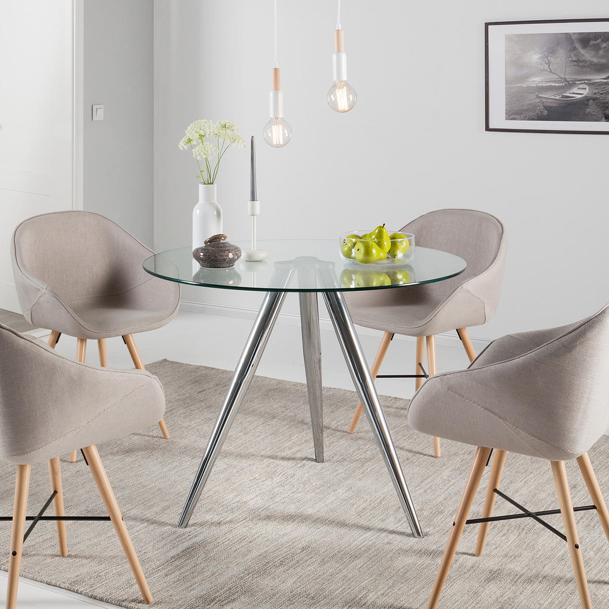 ESSTISCH - Glas - Chromfarben/Transparent, Glas/Metall (100/100/75cm) - home24