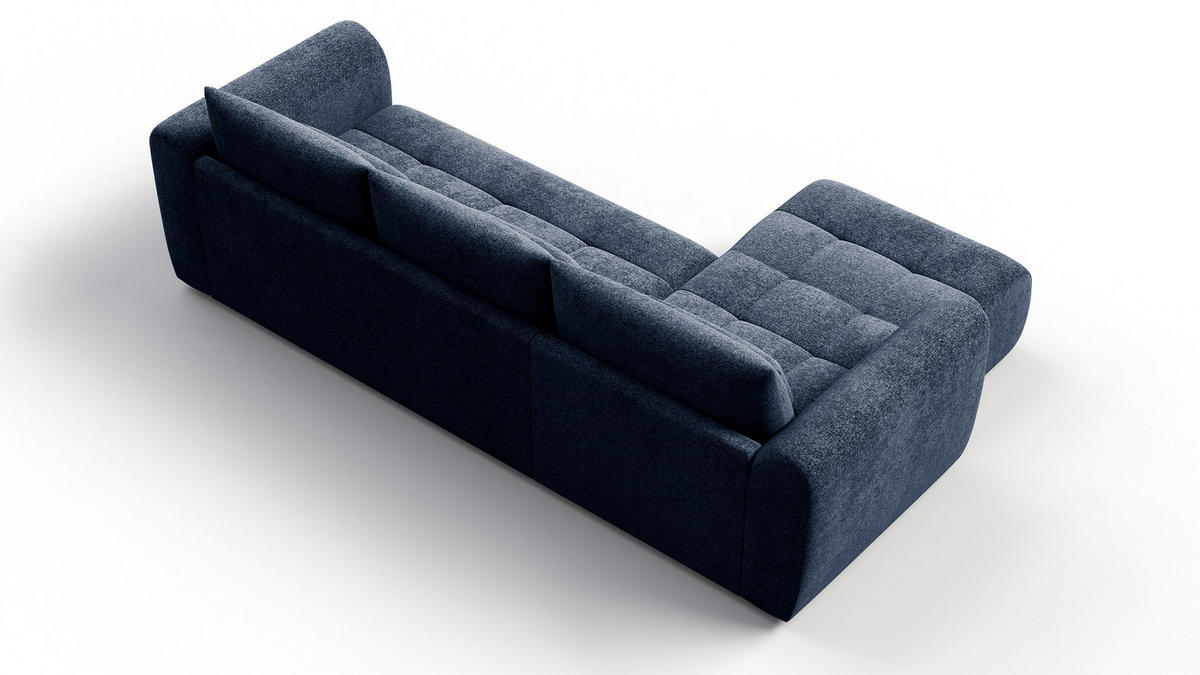 ECKSOFA SORENO 4-Sitzer, dunkelblau - Schwarz/Dunkelblau, Holz/Textil (293/171cm) - Courtois Laville