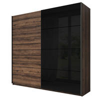 SCHWEBETÜRENSCHRANK Granada Monastery Eiche / Schwarz Hochglanz 220 / 61 / 210 cm - Multicolor/Braun, Holz/Holzwerkstoff (220/210/61cm) - Feldmann-Wohnen