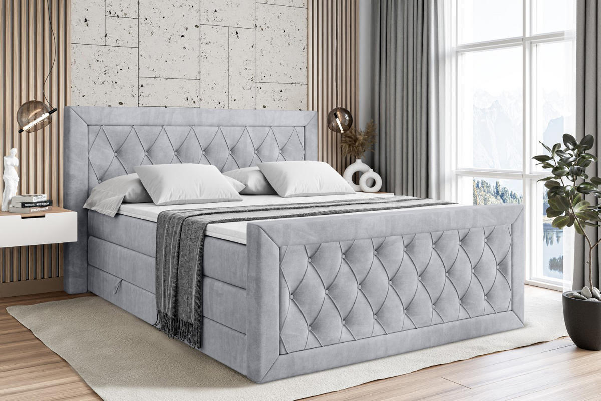 BOXSPRINGBETT NOEL-Z KING - 120 x 200 - H3/H4 - Hellgrau - Hellgrau, Holzwerkstoff (120/200cm) - ALTDECOR