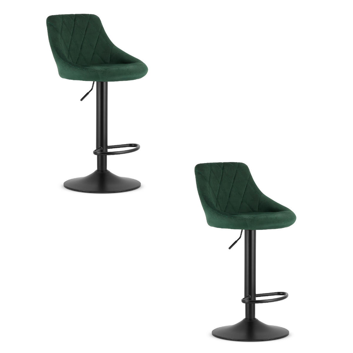 BARHOCKER 2-er Set DAKA grüner Sitz, schwarze Basis - Schwarz/Grün, Textil (45.5/105/49cm) - Valora