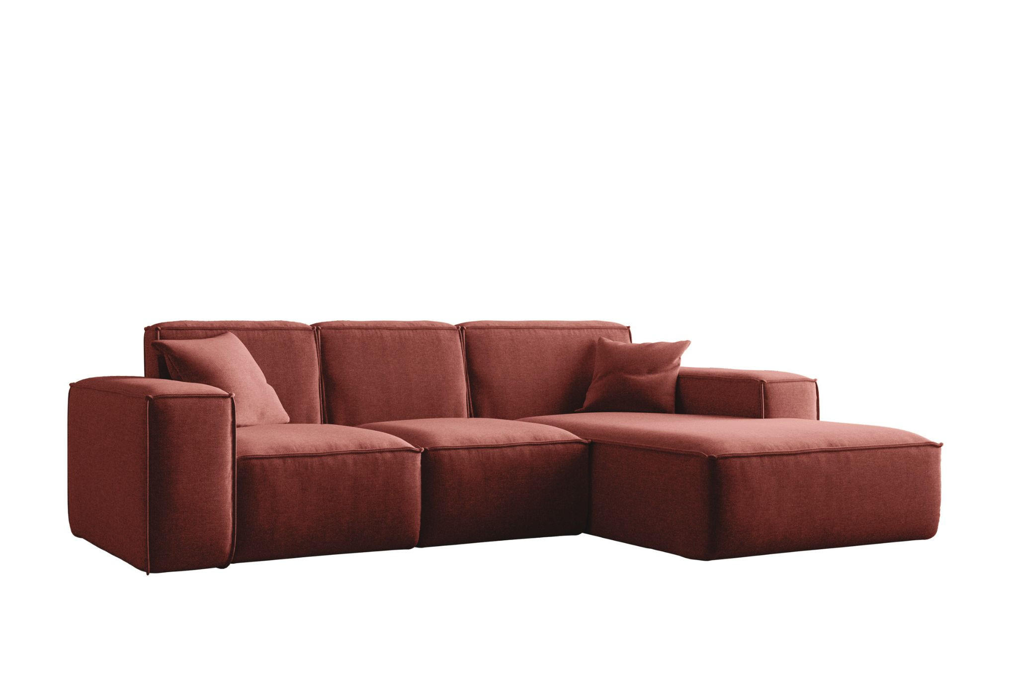 ECKSOFA L-Form Siena Stoff Maloy Kirsche Rechts - Kirschrot, Holz (266/165cm) - Kaiser Möbel