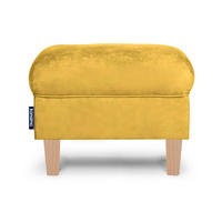 SITZHOCKER MILES Pouffe zeitloses Design und pflegeleichter Stoff, gelb - Gelb/Buchefarben, Holzwerkstoff/Buchenholz (55/42/40cm) - KONSIMO®