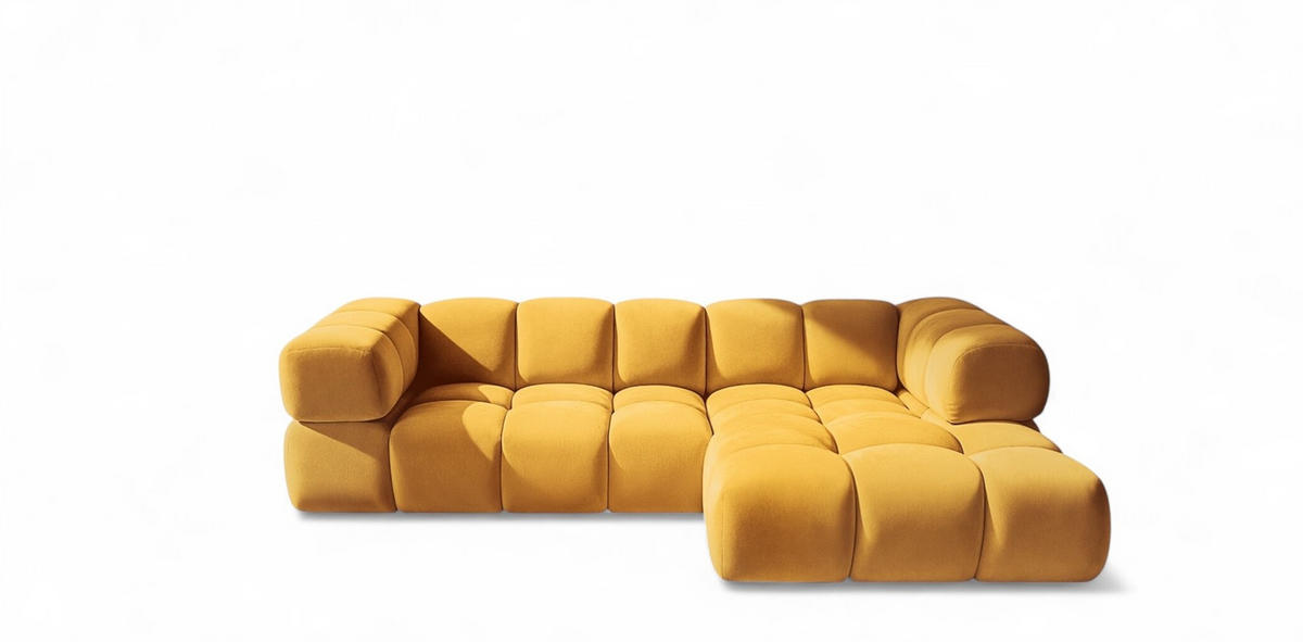 ECKSOFA Blanche In Bluvel - Gelb, Holzwerkstoff/Textil (150/280cm) - Fun Möbel