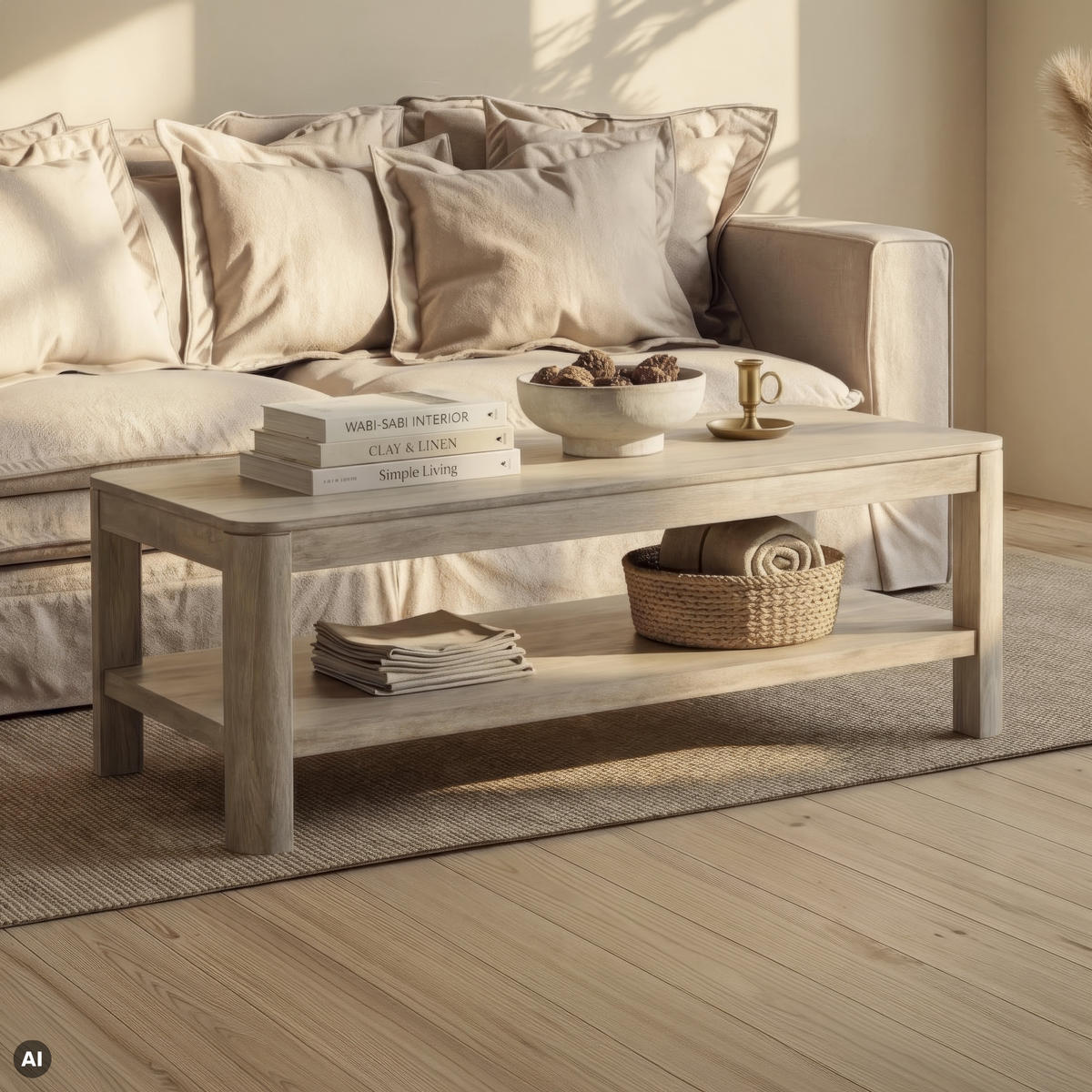 COUCHTISCH Mango 120x70x45 weiß lackiert TORONTO #305 - Weiß, Holz (120/70/45cm) - Massivmoebel24