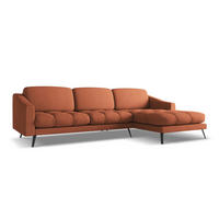 ECKOSFA Rechts Chenille Stoff Orange - Terra cotta/Schwarz, Kunststoff/Textil (264/160cm) - Makamii