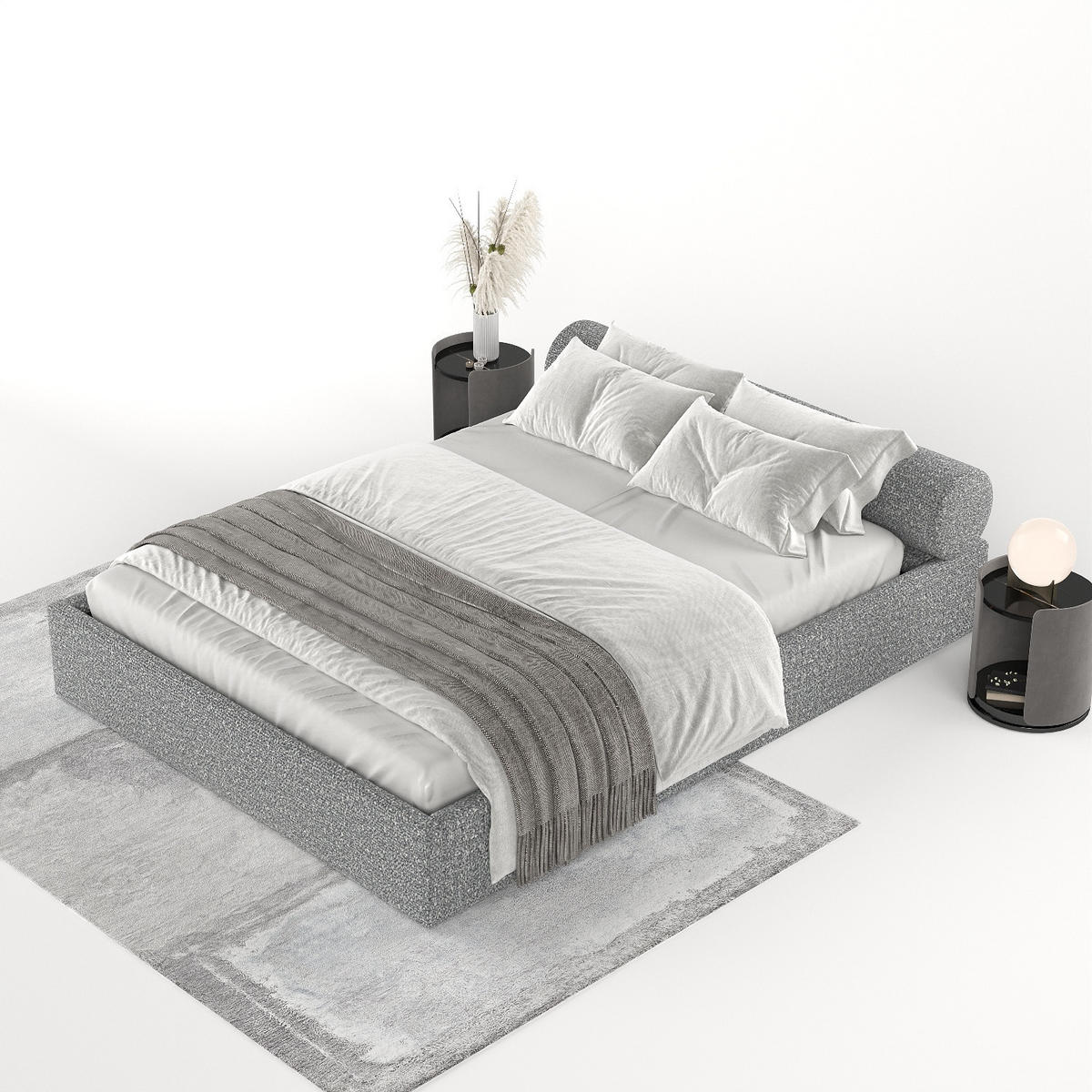 POLSTERBETT Solvo mit Stauraum 180/200 cm Hellgrau im Blur Stoff - Hellgrau/Schwarz, Holz/Holzwerkstoff (180/200cm) - AltaBeds