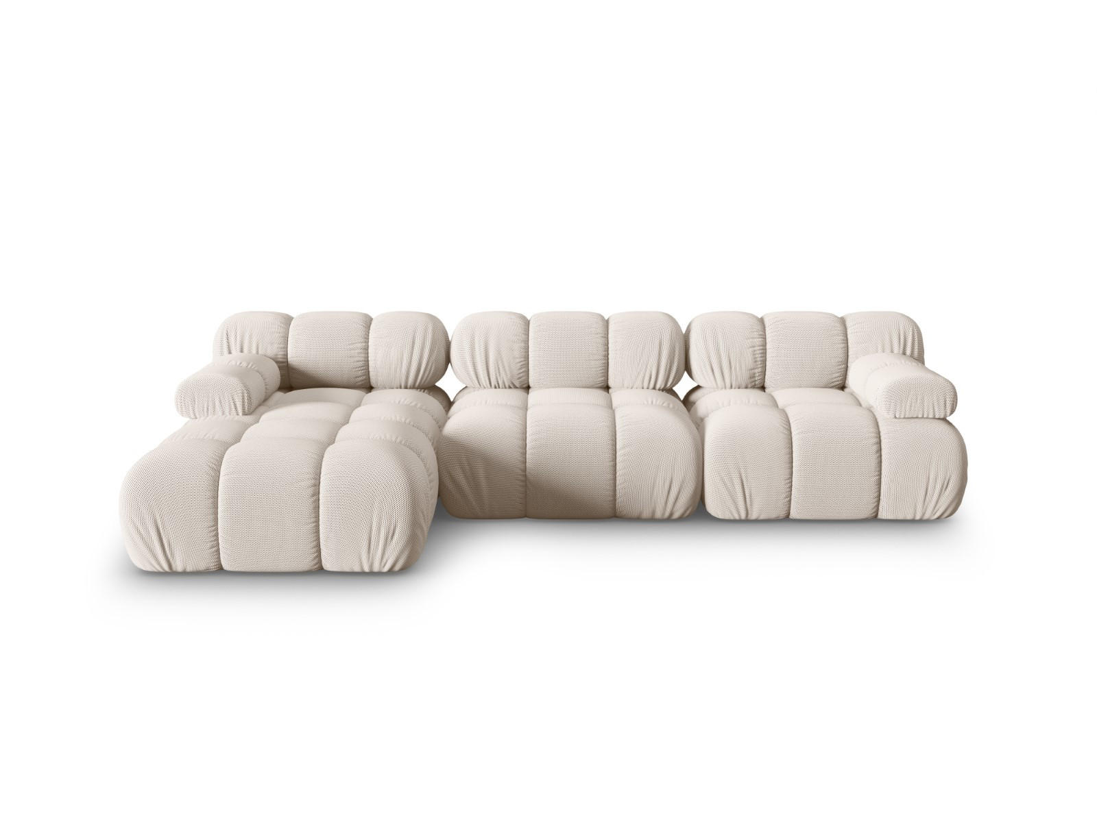 ECKSOFA modular links Bellis aus 3D-Stoff leichtes beige 4 Sitzplätze - Creme, Textil (155/282cm) - Micadoni